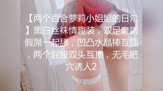 【两个百合萝莉小姐姐的日常】黑白丝袜情趣装，双足磨蹭假屌一起舔，凹凸水晶棒互插，两个屁股双头互顶，无毛肥穴诱人2